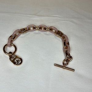 MK Gold and Pink Quartz Chain Bracelet🩷🤍💗